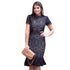 Short Sleeve Black Lace Mermaid Midi Dress #Midi Dress #Dress